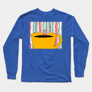 Coffee Cup Bathing Drinking Crazy Long Sleeve T-Shirt